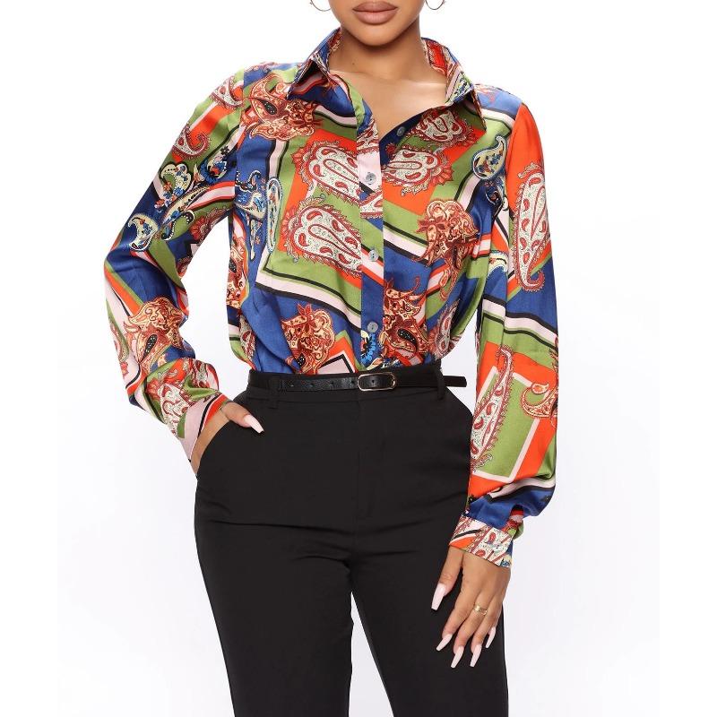 

YYFS Женская мода Повседневная весна-осень Длинные рукава Поло воротник блузки и рубашки XL