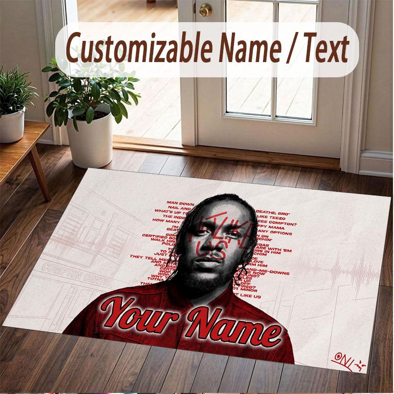 Custom Name Crystal Velvet Rug,Kendrick Lamar Comfortable Anti Slip Floor Mat For Room Decoration