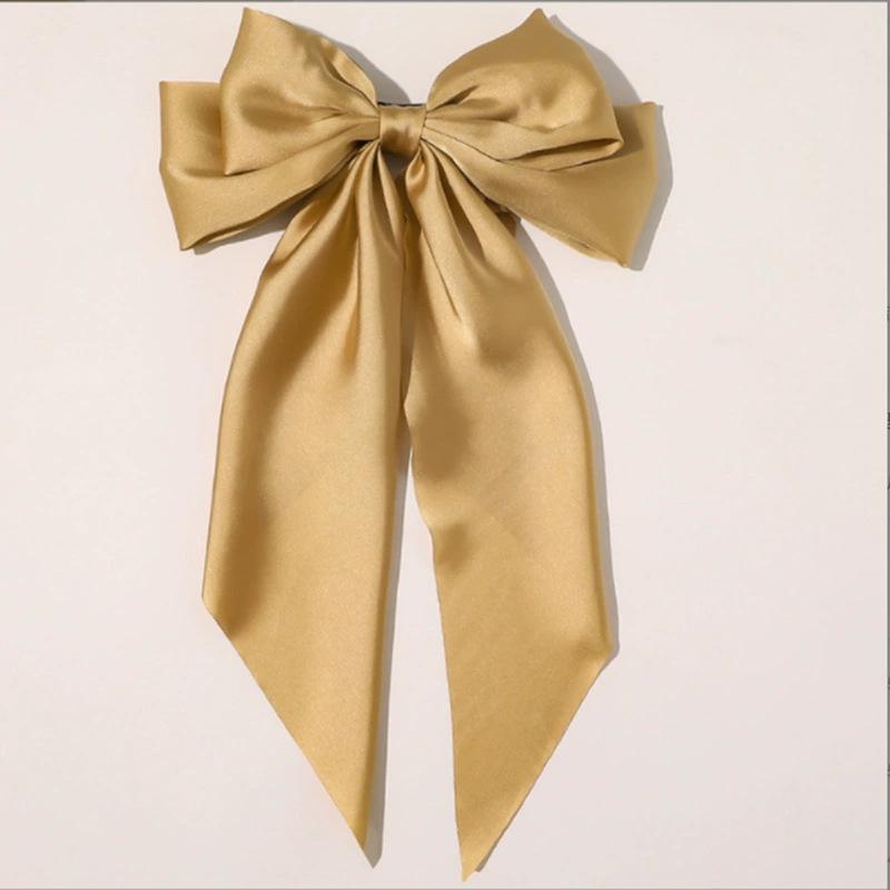 Large Bow Hairpin for Women Girls Summer Chiffon Big Bowknot Stain Bow Barrettes Solid Color Ponytail Clip Hair Accessories