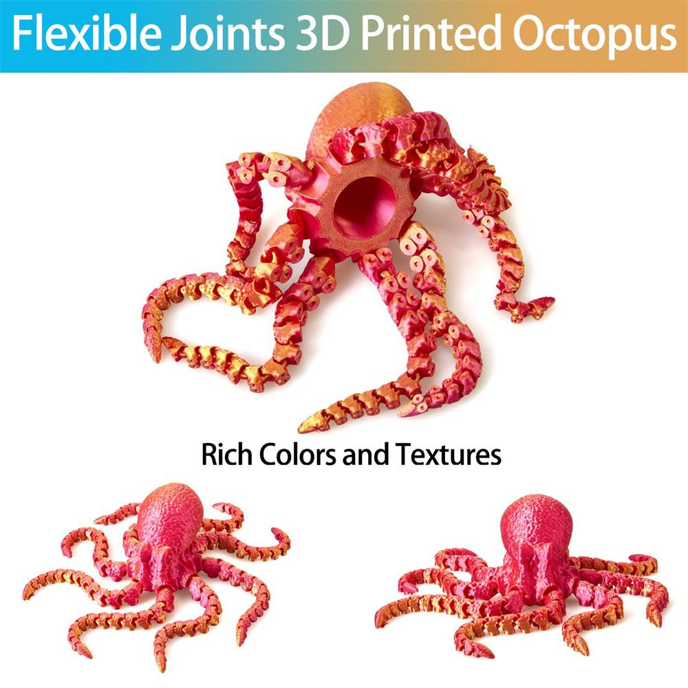 27cm 3D Printed Octopus Movable Joint Toy For Home Office Desk Decor, Ocean Animal Desktop Ornament Fish Tank Decoration Ideal Gifts