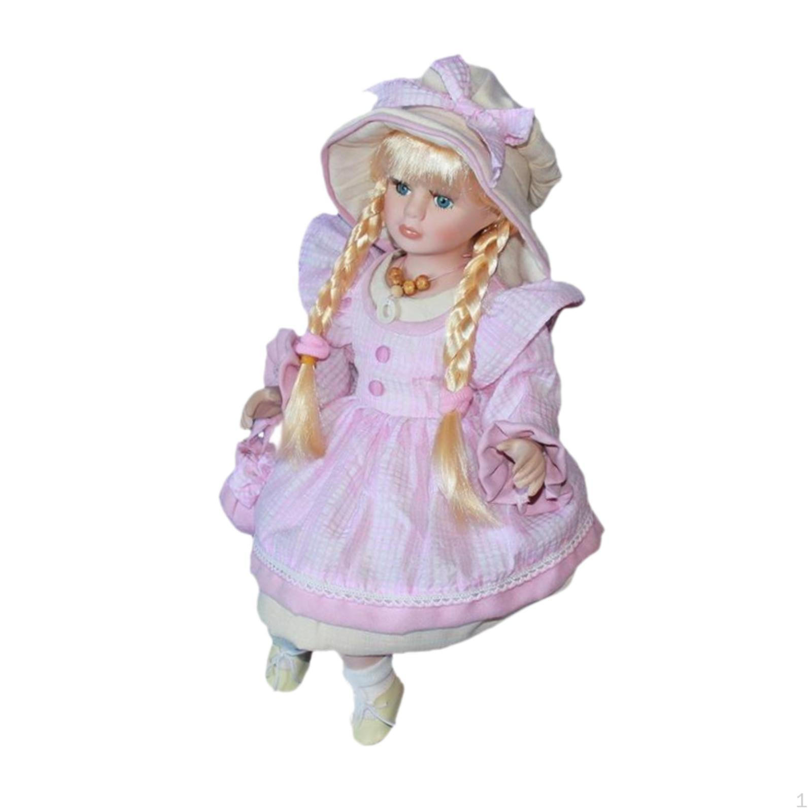 

Керамическая кукла в платье, миниатюрная фарфоровая фигурка 17,72 дюйма, стоящая для детей розовый