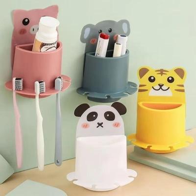 Multifunctional Toothbrush Holder Storage Box Cartoon Toiletries Wall Suction Type Bathroom Toothbrush Box Toilet Accessories