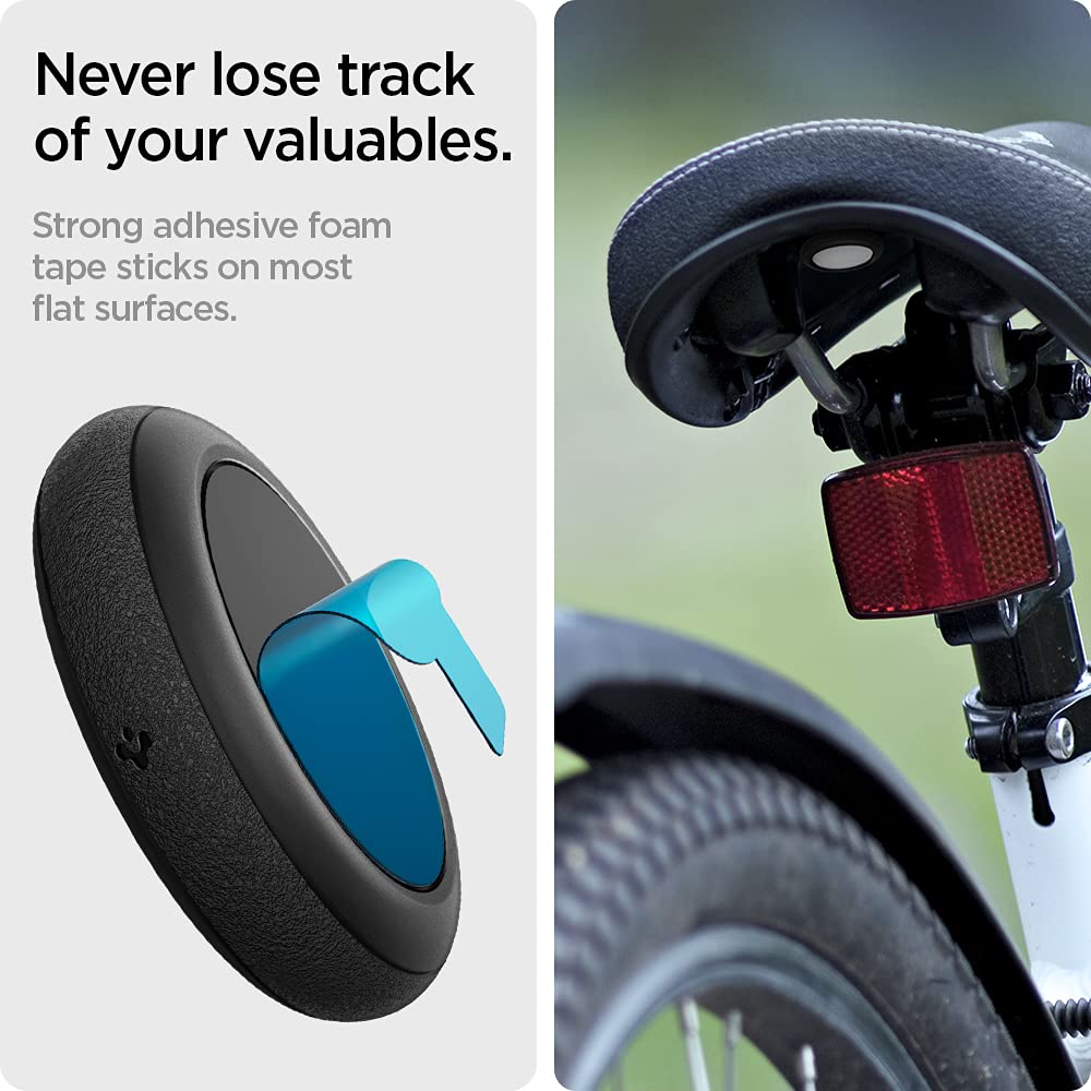 Spigen AirTag Case Set of 2 Adhesive Cover Bicycle Fixed Slim Lightweight Convenient to Carry Silicone Fit AHP03070 (Black)