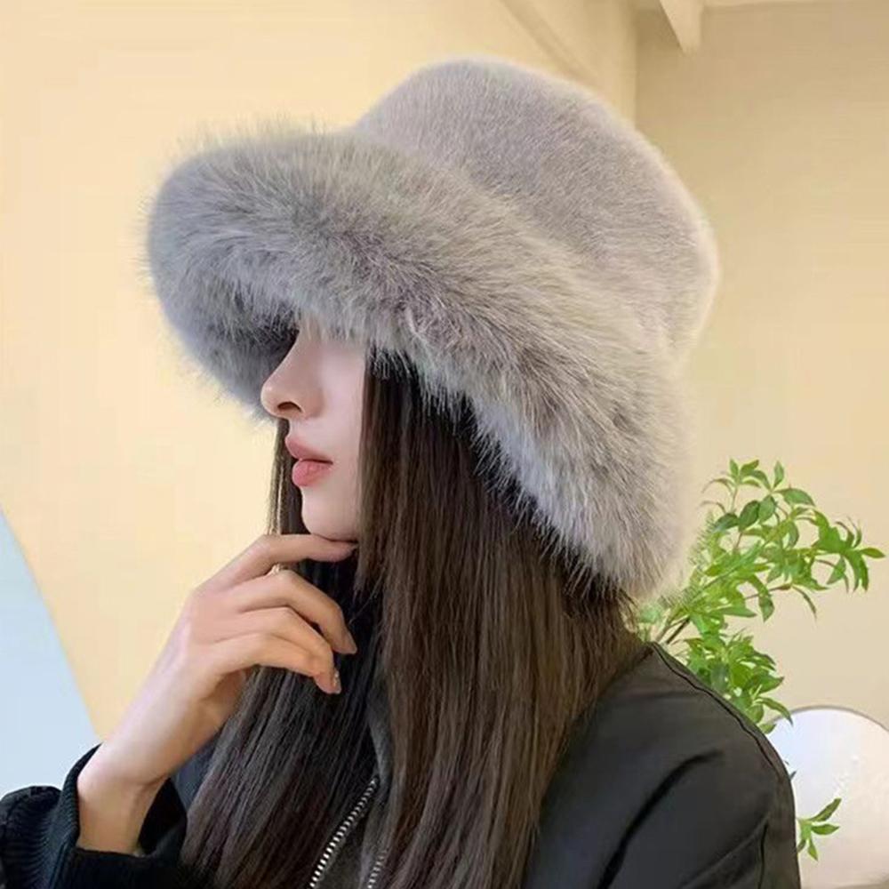  New Autumn Winter Women's Fashion Fur Cap Fur Hat Fur Hats Mongolian Hat Brimless Plush Fluffy Skiing Riding Warm Caps