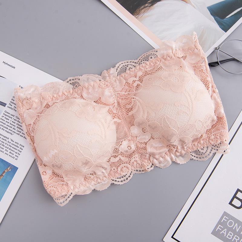Fairy Lace One-Shoulder Strappy Bustier Bra for Young Ladies - Sexy Back Clasp Design