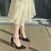 High Heels Women's Thin Heels Pointed Head Shallow Mouth Single Shoes Spring and Autumn New Pearl One-word Sandals