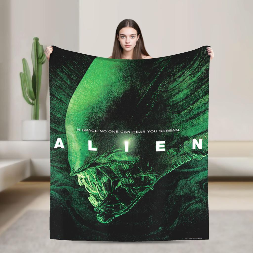 Aliens 45th Anniversary Xenomorph Blanket Coral Fleece Plush Textile Decor Space Multi-function Throw Blanket for Bedding Quilt