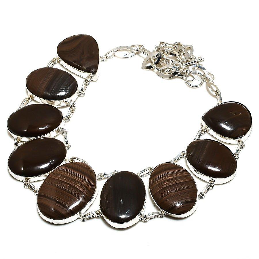 

Landscape Jasper Gemstone Handmade 925 Sterling Silver Jewelry Necklace 18 SU-9773