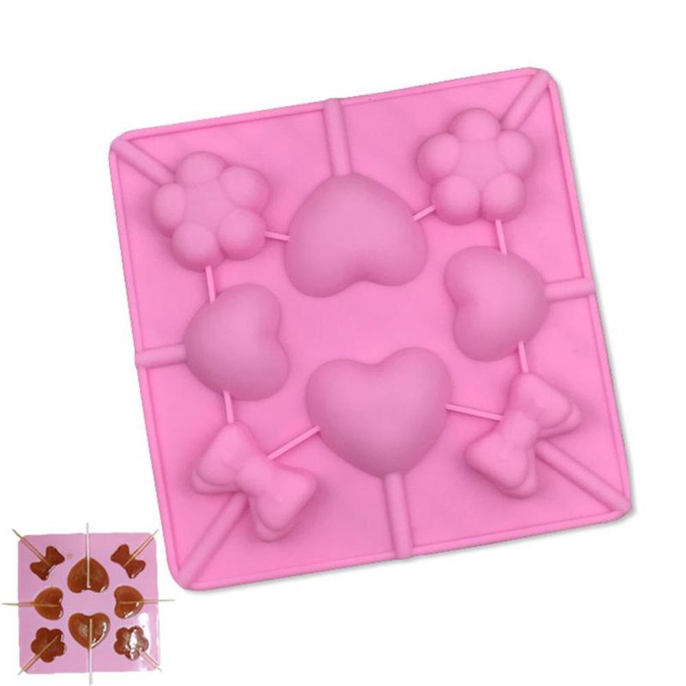 Silicone Mould 3d Lollipop Mold Heart Cake Maker Candy Bar Chocolate Mold Ice Cube Pastry Accessory