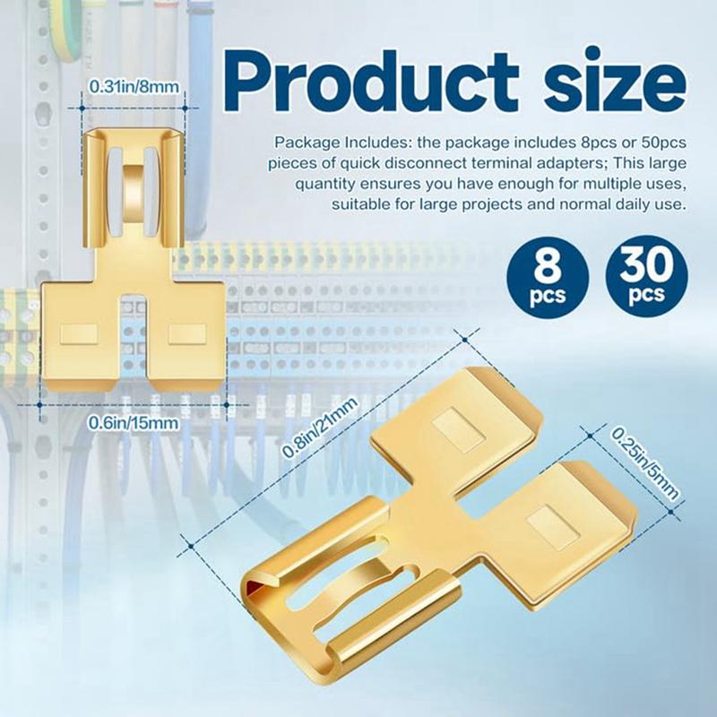 Double Back Spade Connector Quick Disconnect Electrical Two-Way Wire Terminal Adapter Non-Insulated Male Single