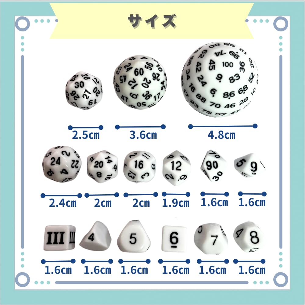 Ideastore 100-sided Dice, 100-sided Dice, Polyhedral Dice Set, 15 Pieces (white)