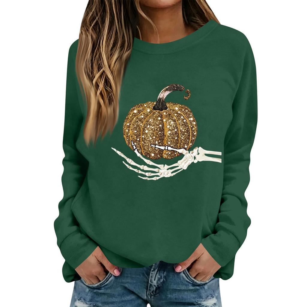 Women's Halloween Print Long Sleeve Neck Casual Top