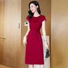 Elegant 2026 Mulberry Silk A-line Midi Dress - Fashionable Round Neck Design