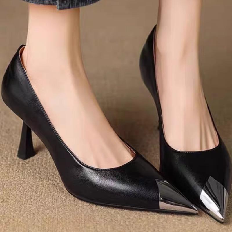 

Женские туфли на высоком каблуке, роскошная обувь, модные туфли с острым носком, сексуальные осенние элегантные туфли-лодочки 2025 для вечеринки, платья, новые женские туфли 34 чёрный