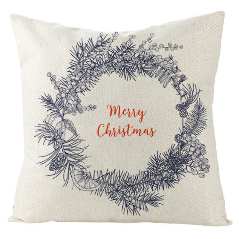 New Christmas Snowman Christmas Tree Linen Pillow Cover Festive Home Sofa Pillow Cover