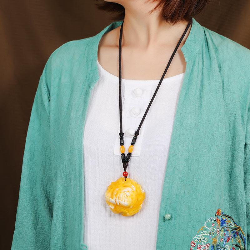 

Ретро имитация фиолетового пчелиного воска длинная цепочка для свитера простое универсальное ожерелье женская модная подвеска кулон этнический стиль аксессуары