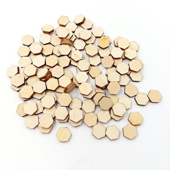 200Pcs 1cm Wooden Hexagon Handcraft Tags Pendant Decoration DIY Ornament Tool