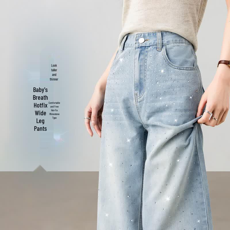 Star Embellished High-Waist Wide Leg Jeans S