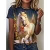 Fashion Women's Clothing High-end Round Neck Cool 3D Print Simple T-Shirts
