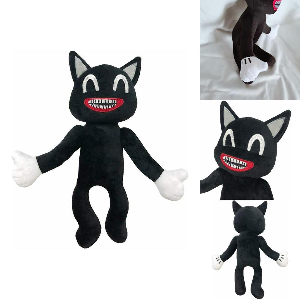 Adorable Black Cartoon Cat Plush Toy Stuffed Doll Perfect For Halloween Decorations