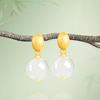S925 Silver Hotan White Jade Round Bead Earrings for Women - Simple, Luxurious Design