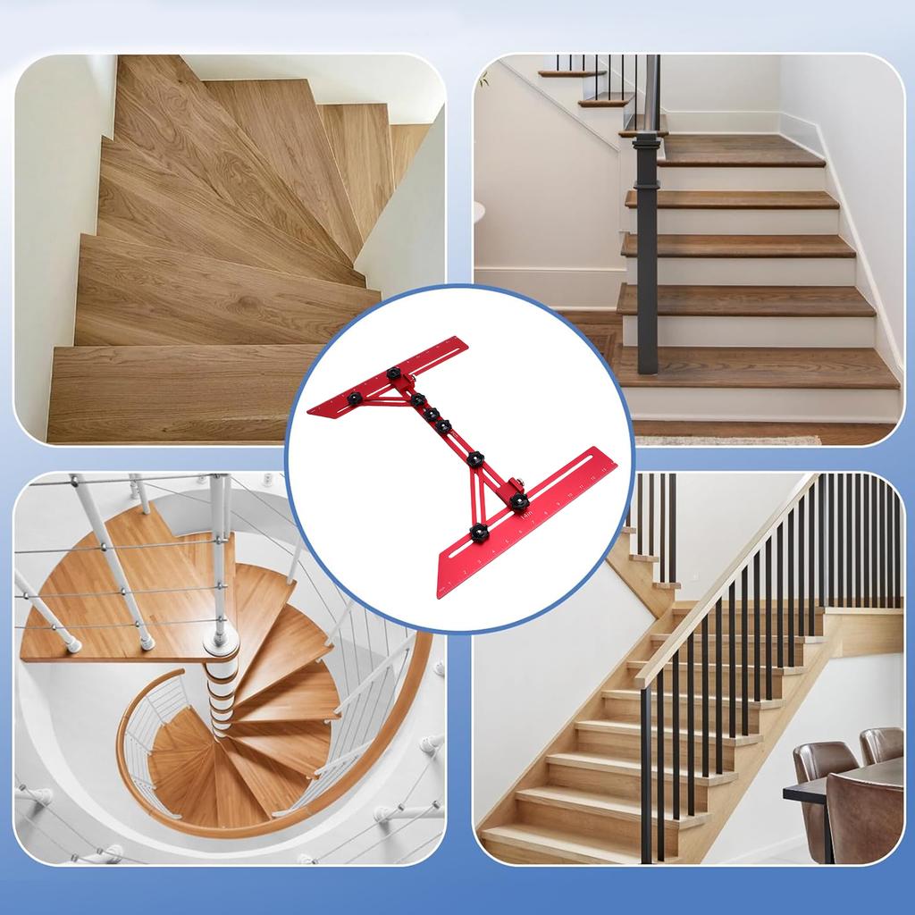 Stair Tread Template Tool, Aluminum Alloy Stair Measuring Tool for Home Renovation and Professional Projects