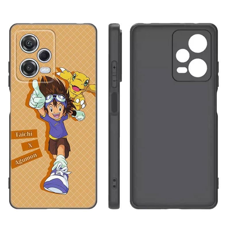 Digital Monster Digimon Black Silicone Phone Case For Xiaomi Redmi Note 9 10 11 11S 11T 12 13 Pro 5G Plus 9S 10S 12S