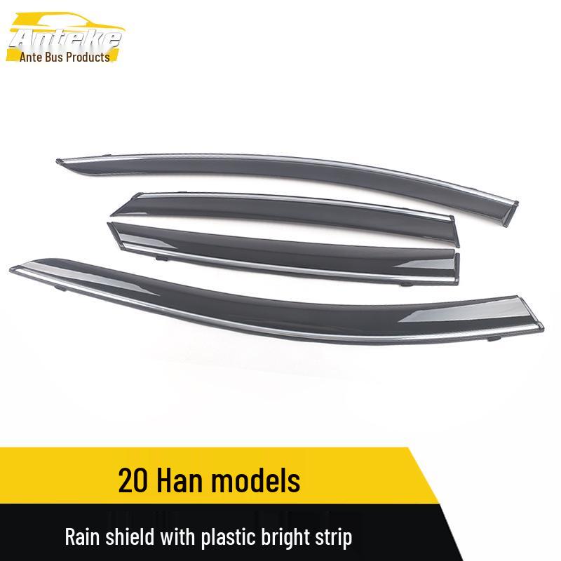 Compatible with 20 Models: Han Rain Deflector with Bright Plastic Strip & Sun Visor Trim Decorative Car Accessories.