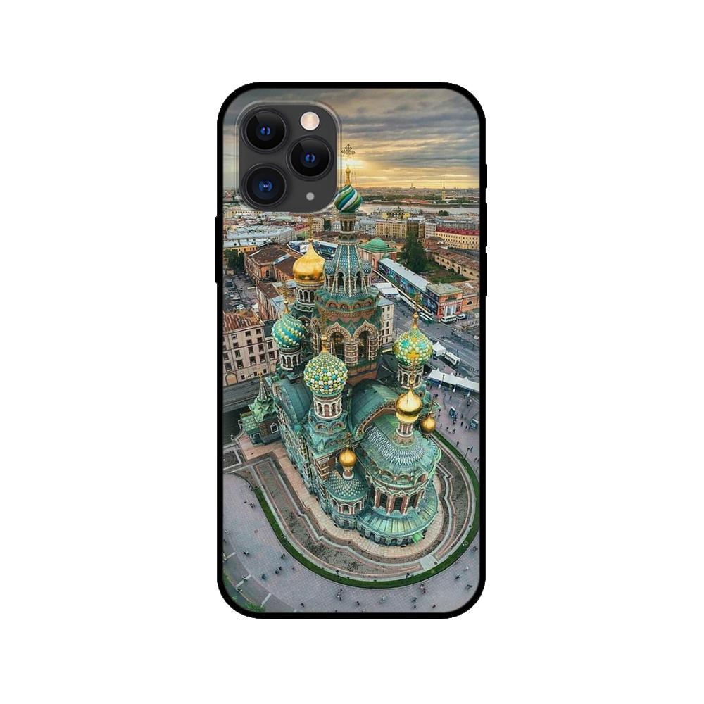 Black tpu case for iphone 5 5s se 2020 6 6s 7 8 plus x 10 XR XS 11 12 mini pro MAX back Russian Moscow Saint Petersburg