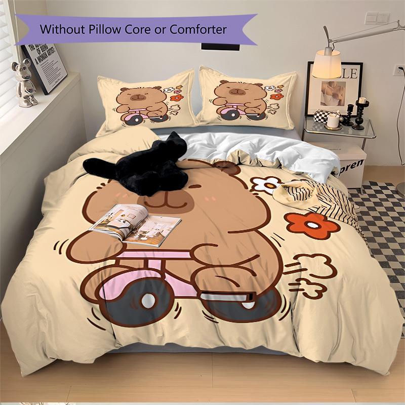 3pcs Teddy Bear Bedding Set - 1 Duvet Cover + 2 Pillowcases(Core Not Included), Machine Washable Polyester yy251216117