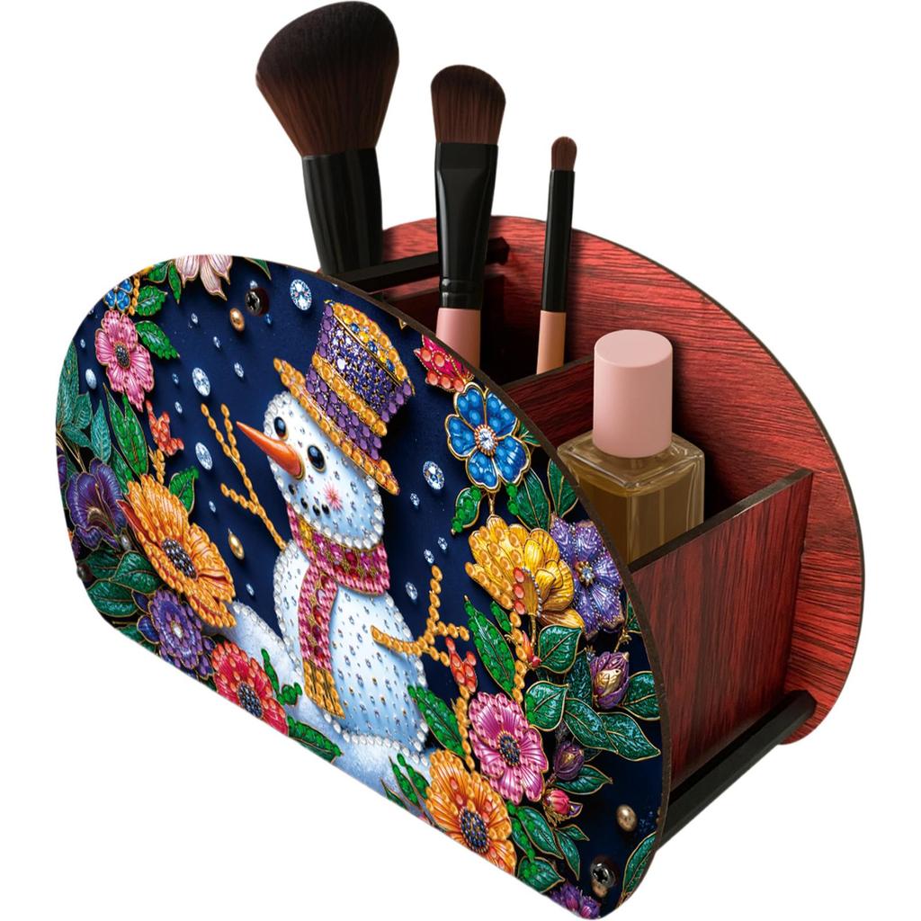 Completed Diamond Art Wooden Storage Box Handmade Storage Holder Case Makeup Brush Storage Box for Women Gifts Desktop Decor