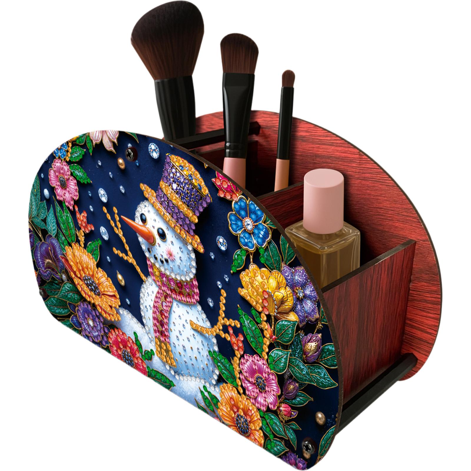 

Completed Diamond Art Wooden Storage Box Handmade Storage Holder Case Makeup Brush Storage Box for Women Gifts Desktop Decor