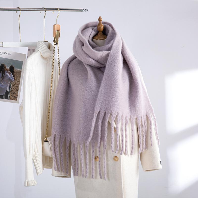 Korean version of imitation cashmere plaid scarf women's autumn and winter thickened warm scarf student versatile scarf live broadcast explosion