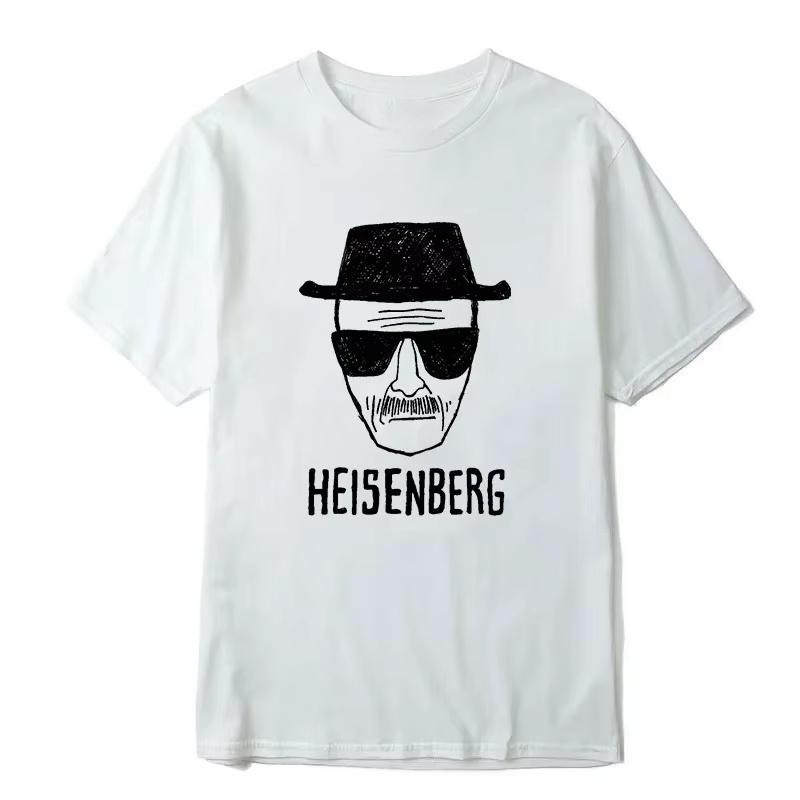 Mens Fashionable Casual Short Sleeved Cotton Loose Heisenberg Printed Shirt Casual Mens Tshirt Cool Springsummer Mens Top