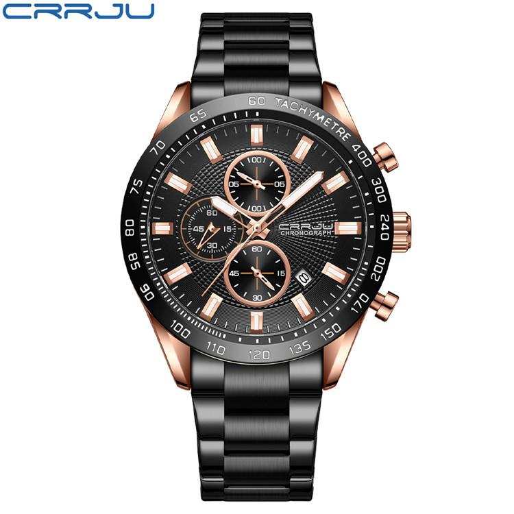 CRRJU 2306New steel band men's watch, simple business style, personalized men's fashion, waterproof with calendar