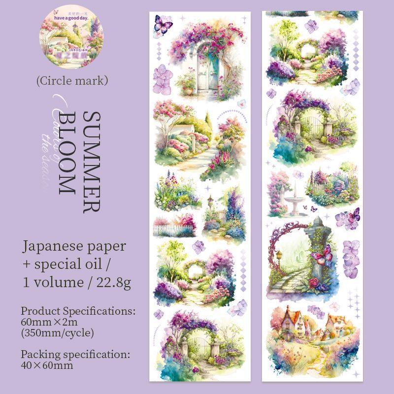 

1 рулон Vintage Four Seasons Theme Washi Tape Four Seasons Scenery Fairy House Handbook Scrapbook DIY Decoration Summer bloom