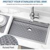 JUSTOGO Sink Protector for Kitchen, 29.5" X 15.6" Silicone Mat Grid for Stainless Steel Sink with Rear Drain, Heat Resistant Drying Mat