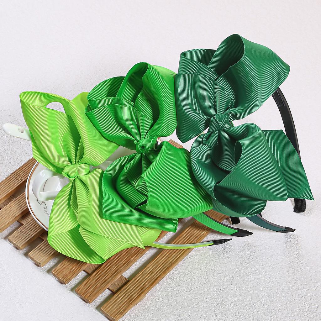 3pcs 3''4''5''Ribbon Hair Bows Headbands for Girls ST'patrick's Day Headband Green Colors Hairbands for Party Hair Accessories