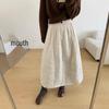 Women's Retro Quilted Skirt - Korean Casual Style, Solid Color, Autumn/Winter, Slimming Bud Design