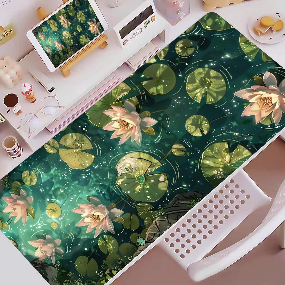 Pond lotus leaf Mouse mini PC Pad Large keyboard MousePad Gaming Rubber phone playmat Lock Desk Mat Computer Gamers work HYBXXC 800x300x2mm