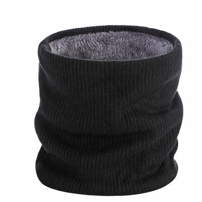 Men Scarf Winter Fleece Lining Solid Color Scarf with Adjustable Drawstring Thickened Velvet Warm Neck Gaiter