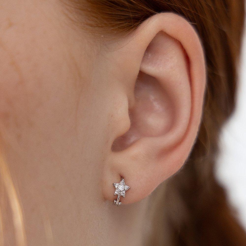 (925 Silver) Crystal Starlet Hoop Earrings Ec3230