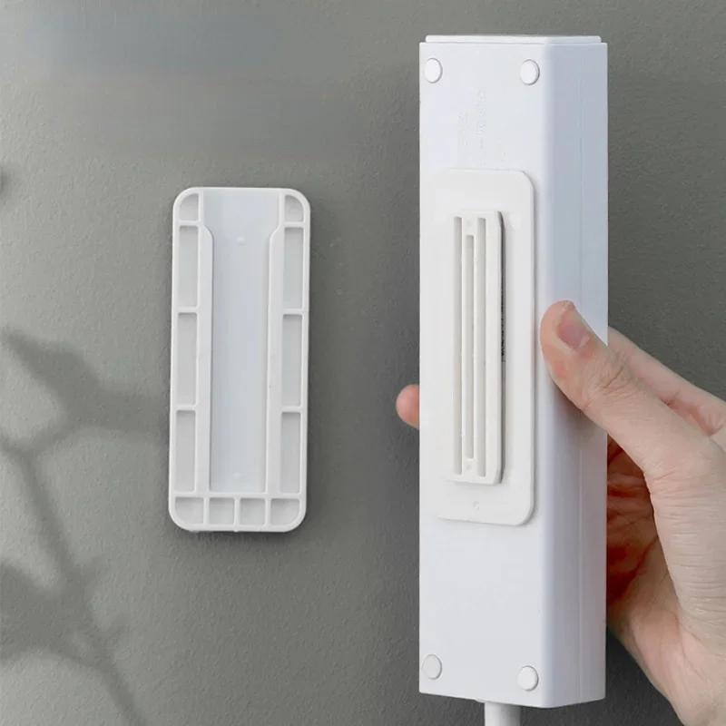 Self-Adhesive Power Socket Strip Fixator Wall Mounted Self Adhesive Punch Free Row Plug Holder for Kitchen Home Office