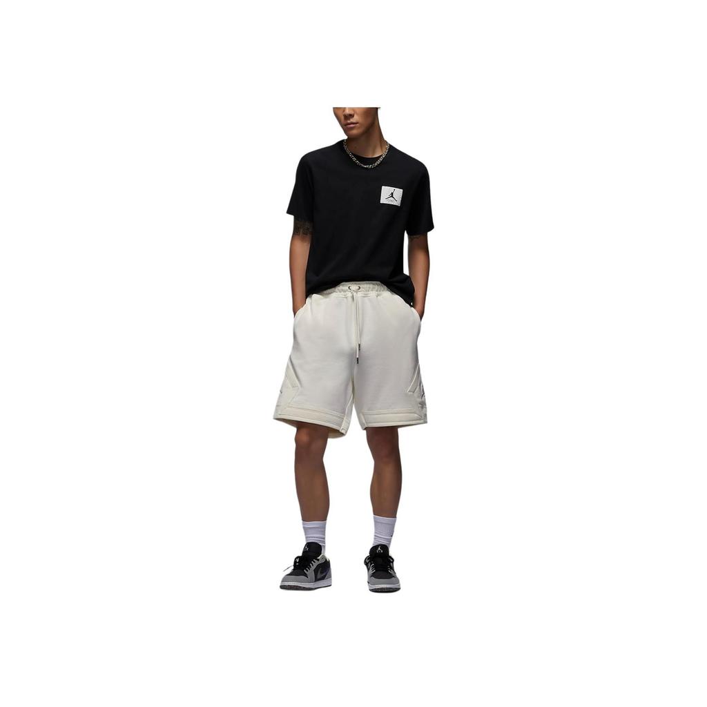 Jordan Flight Diamond Knit Comfortable Mid-Rise Drawstring Casual Shorts Men Shorts Sail-White FV7258-133