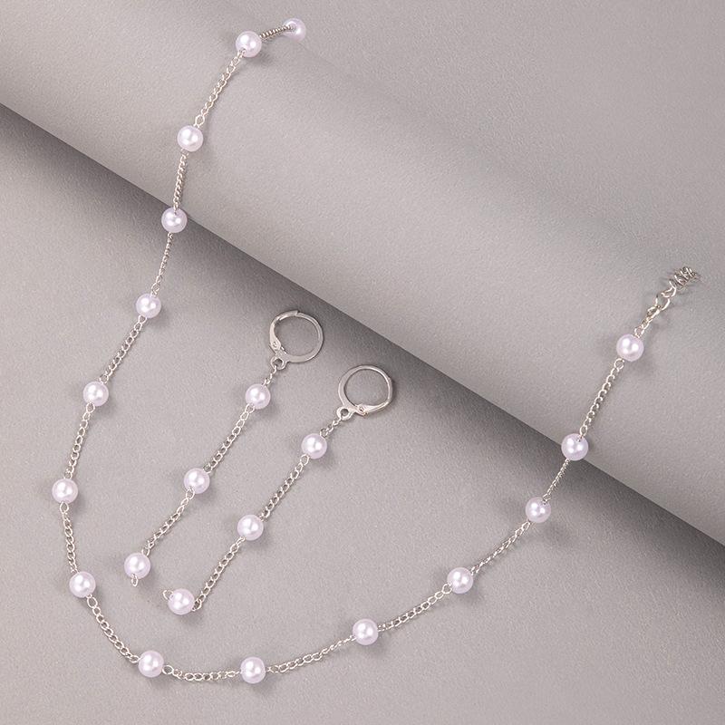 

3Pcs/Set Korean Gold Color Pearl Choker Necklace Earring Set For Women Elegant Imitation Pearl Beads Clavicle Chain Zircon 2026