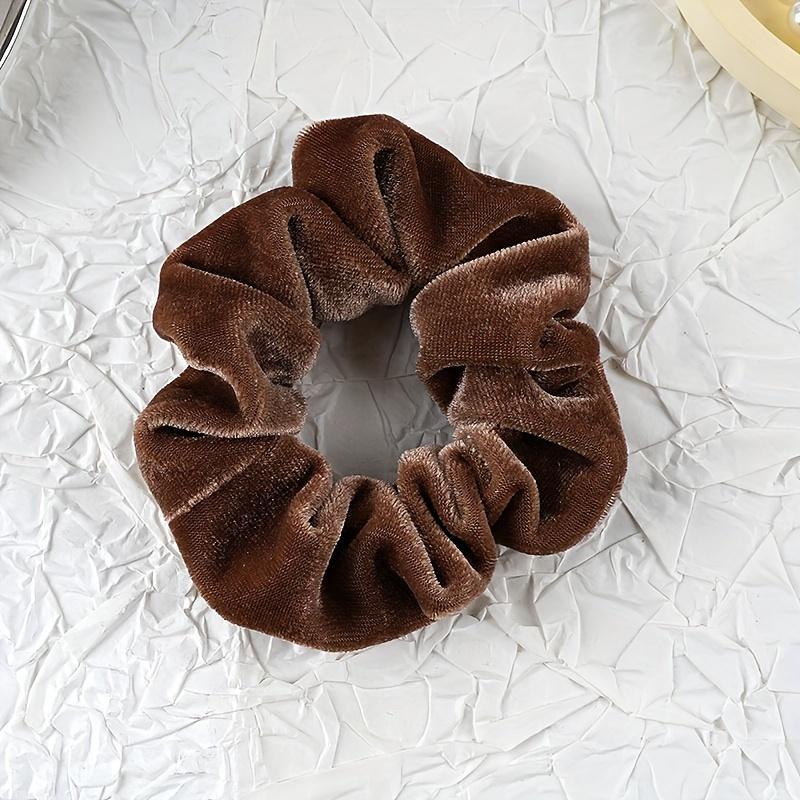 

Бохо Минималистичные Тканевые Резинки для Волос для Женщин - Бархатные Скранчи, Однотонные, Цельные, Нескользящие Эластичные Кольца для Волос кофейный