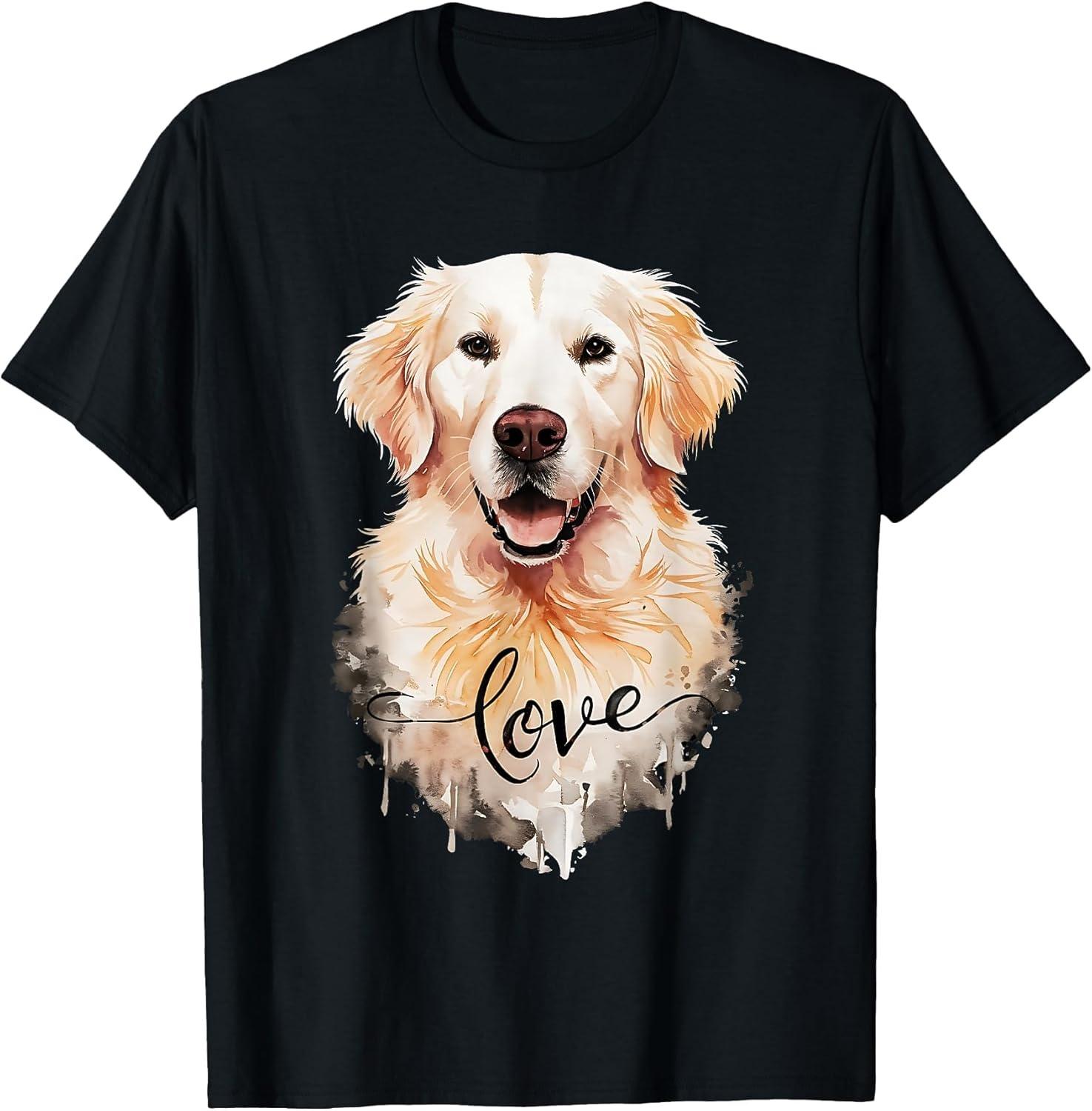 Love for Golden Retriever Dog Mom and Dad T-Shirt Featuring English Cream Puppy Design for Pet Lovers S