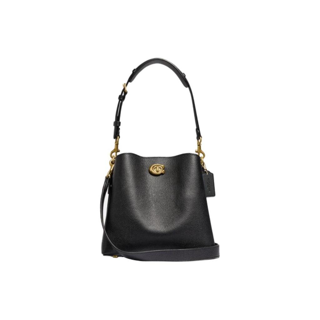 Coach Willow 23 Bucket Bag With Detachable Shoulder Strap Women handbags Black Brass C3916-B4BK