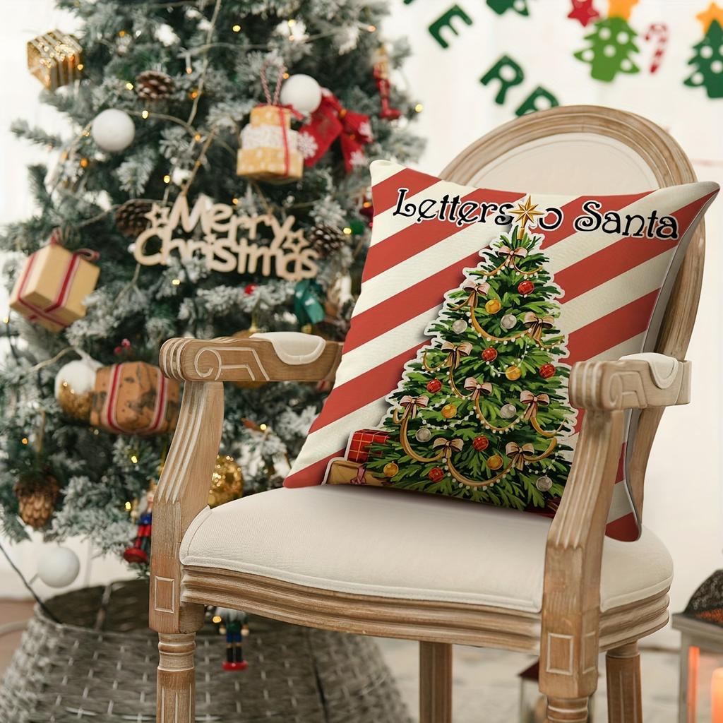 Christmas Theme Pillowcase New Year Gift Retro Style Santa Claus Fawn Pillow Cover Home Room Decoration Sofa Cushion Cover