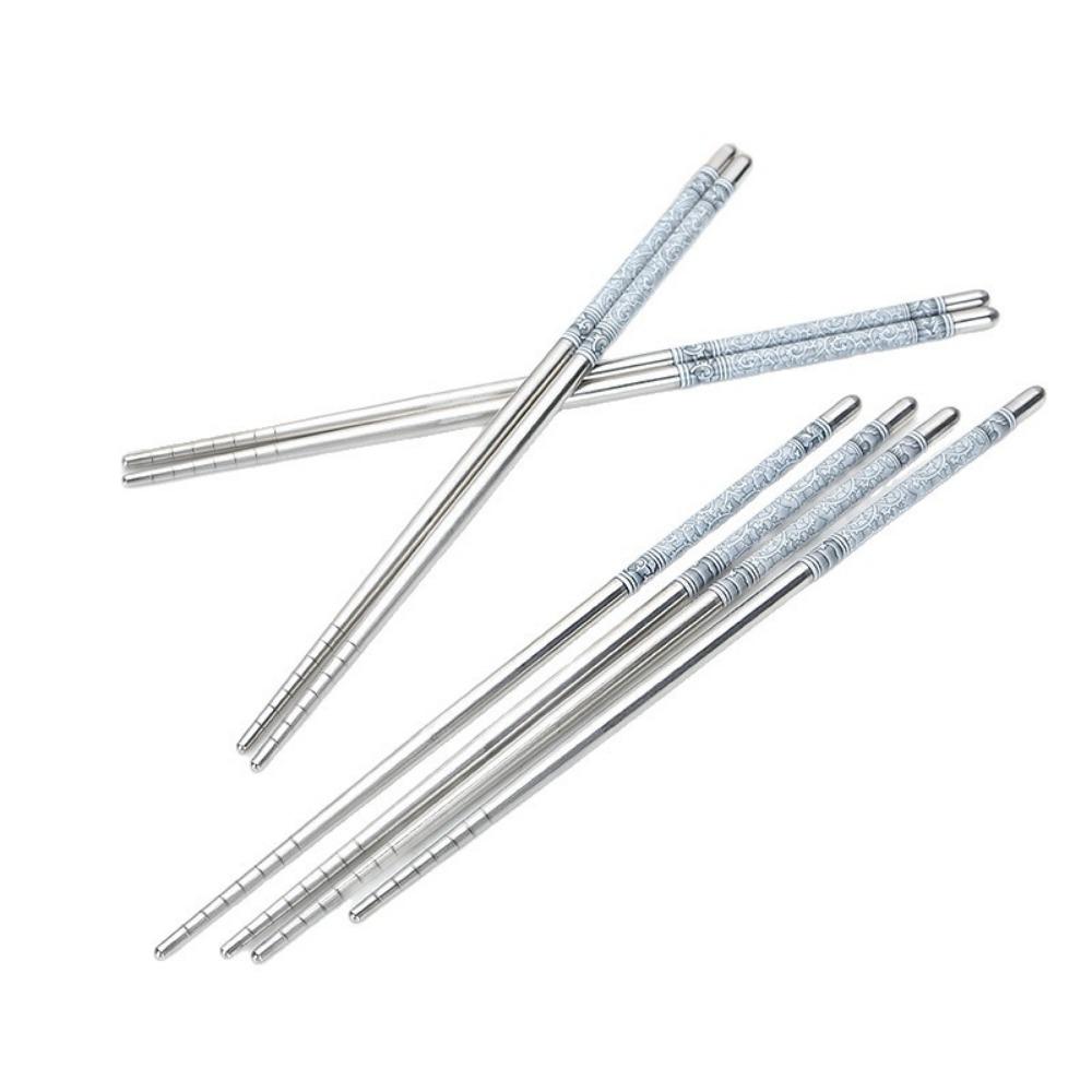 5 pairs Reusable Chinese Chopsticks Non-slip Metal Chop Sticks Sushi Chopstick  Kitchen Tableware